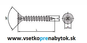 Skrutka do dreva 4,5 x 40 mm, zapustená hlava PZ 2