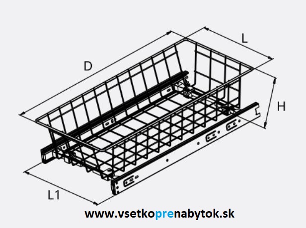  Kôš na prádlo výsuvný W-2406 - výška 220 mm