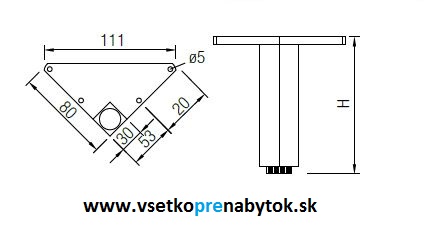 Noha nábytková NA 975, 30 x 30 mm, 