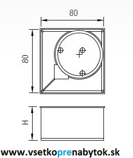 Noha nábytková 80x80 mm, H-100 mm