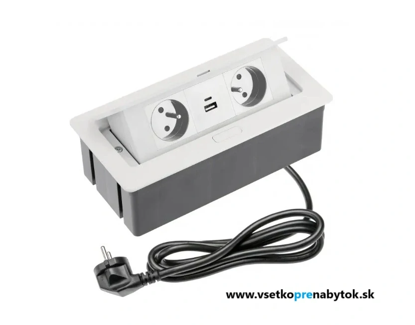 Elektrická zásuvka GTV SOFT, 2x 220V + USB A+C