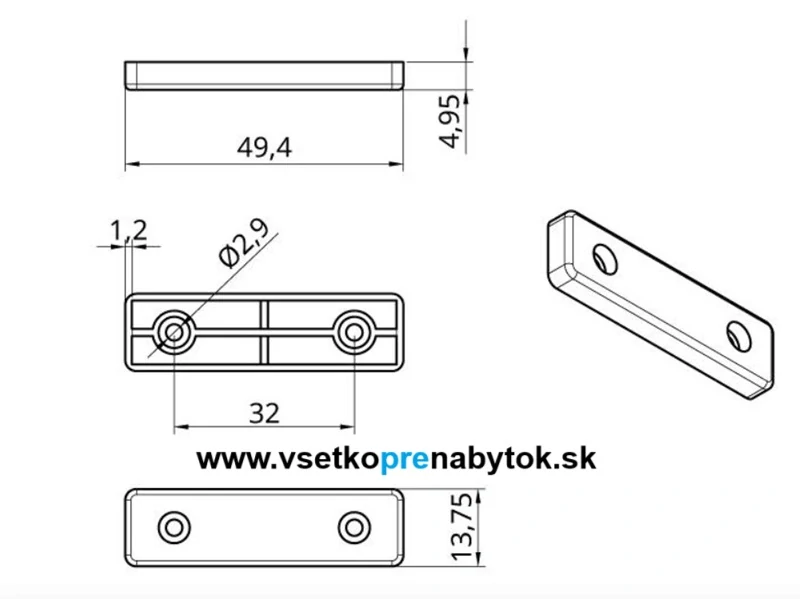 Klzák skrutkovací 14 x 50 mm, H-5 mm