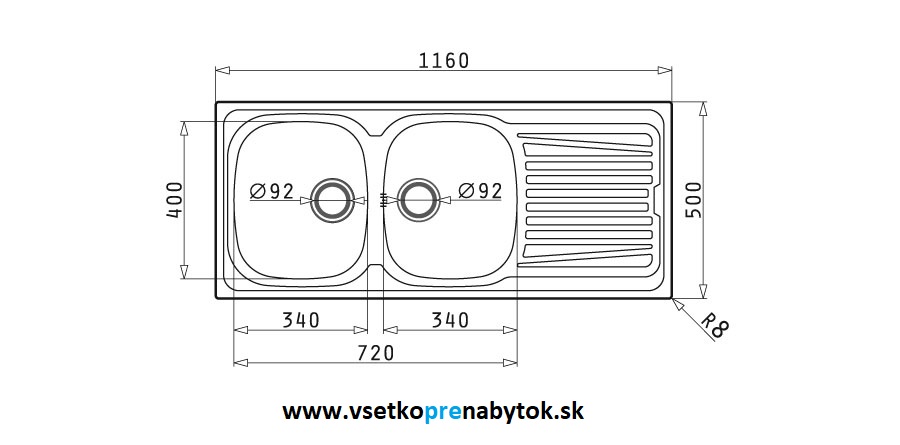 Nerezový drez SPARTA 120