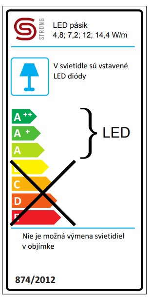 LED pás 12 W/m, 12 V, IP 20