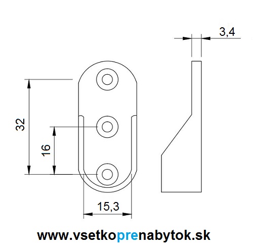 Držiak vešiakovej tyče - oválnej