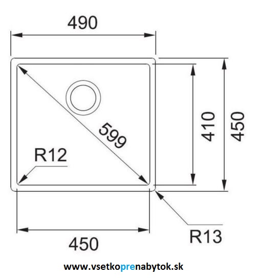 Nerezový drez BXX 210/110-45