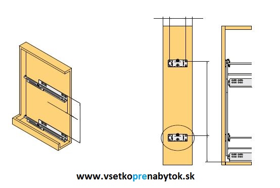  Výsuvný kôš VIBO pre horné skrinky, 2x polica - bočné vedenie