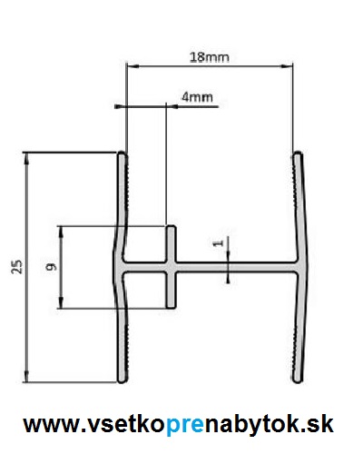 Stredová priečka H 18/4mm