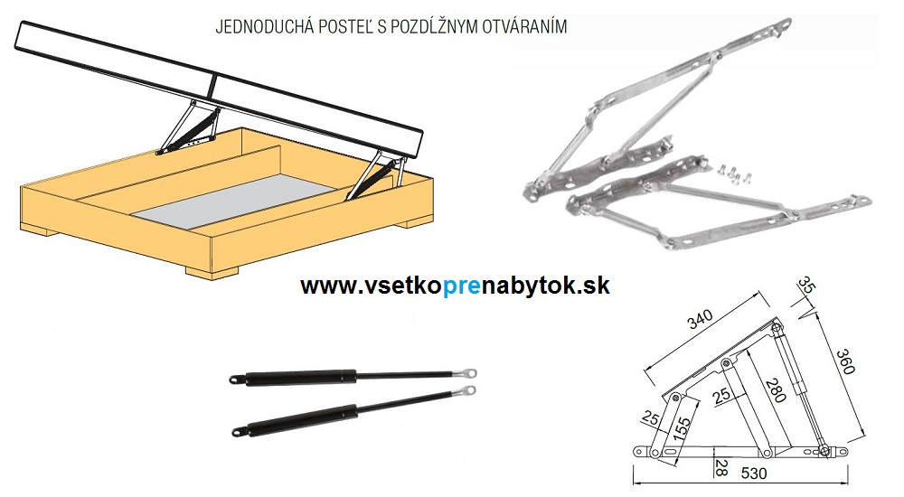 Posteľové výklopné kovanie - posteľový mechanizmus