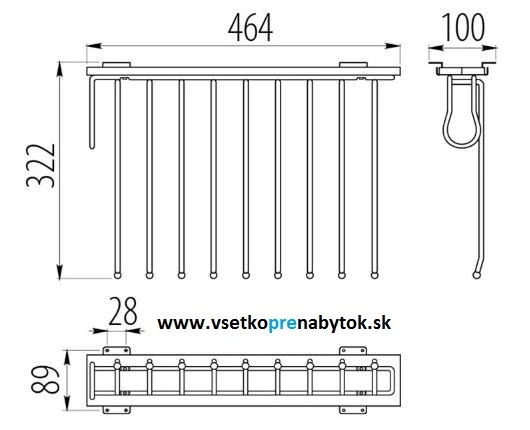 GTV výsuvný vešiak na nohavice, bočný výsuv