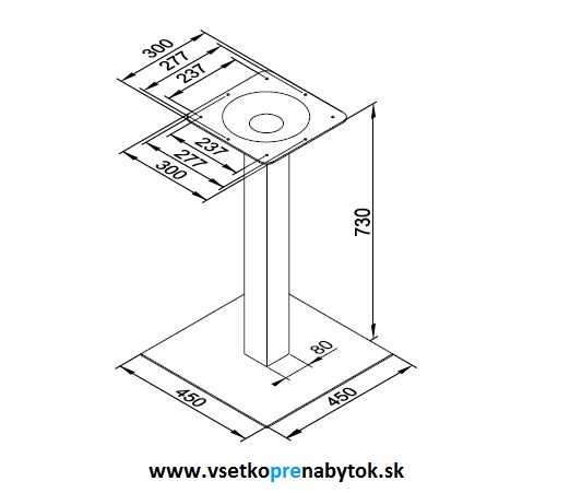 Centrálna stolová noha - hranatá