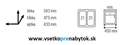 Výsuvný smetný kôš LINEA 538, 450 mm 