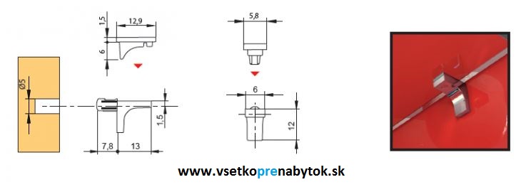 Policová podpera K LINE glass