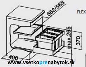 Smetný kôš FLEXON II 60/3, šírka 600 mm