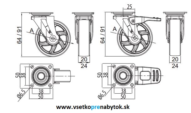   Nábytkové koliesko otočné "SHIFT" GTV