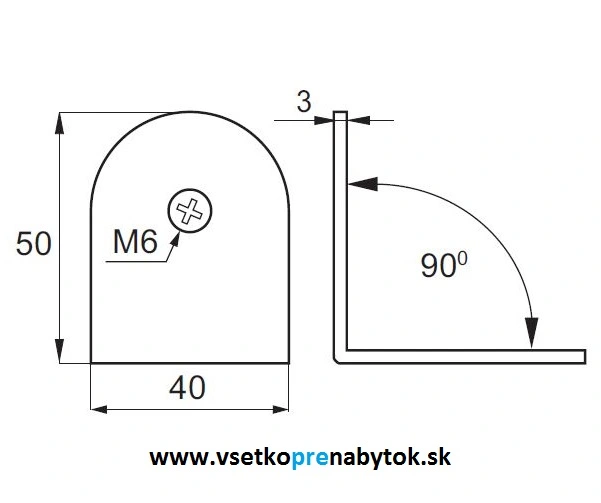 Spojovací uholník 50x40x3mm - nerez