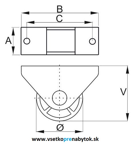  Nábytkové koliesko priame pogumované