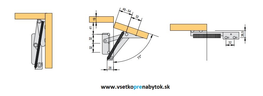 Pružinové nožnice výklopných dverí