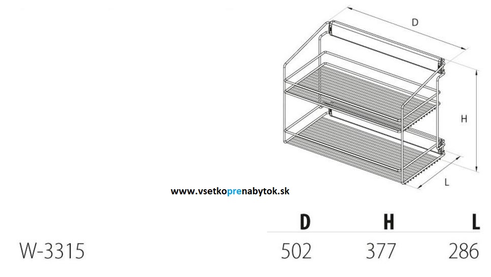 Výsuvný kôš na bielizeň, 2 police