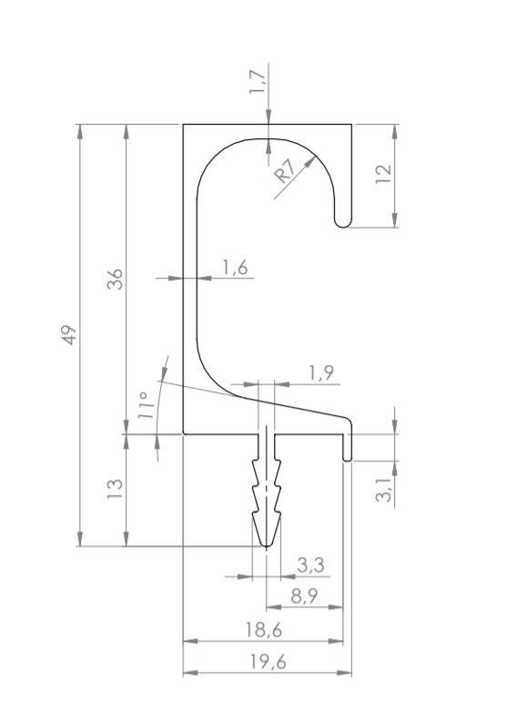 Profilová úchytka PAOLO II - narážacia