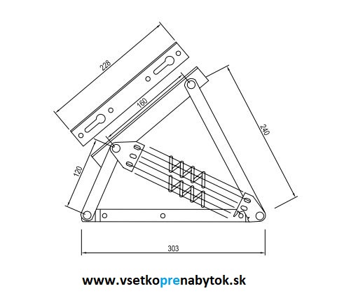 Posteľové kovanie výklopné malé KP02