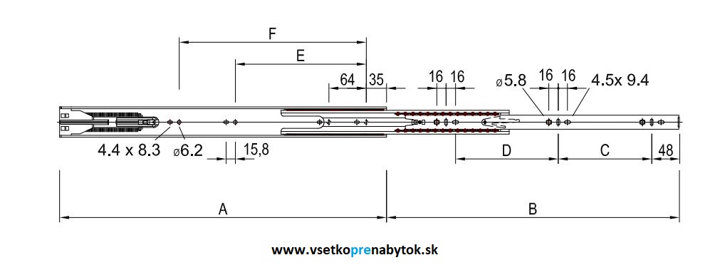 Guličkový celovýsuv STRONG H-52 mm s tlmením