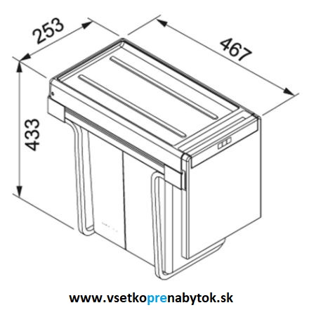 Výsuvný smetný kôš CUBE 30, šírka 300 mm