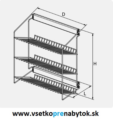 Výsuvný kôš na obuv bočný - 3 x polica
