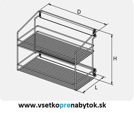 Výsuvný kôš na bielizeň, 2 police