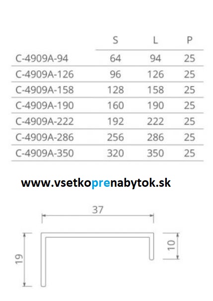 Úchytka VERA, 320/350 mm