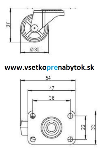 Koliesko 30 mm - otočné