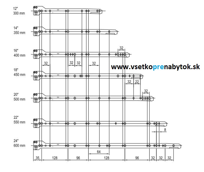  Kolieskový čiastočný výsuv pre zásuvky