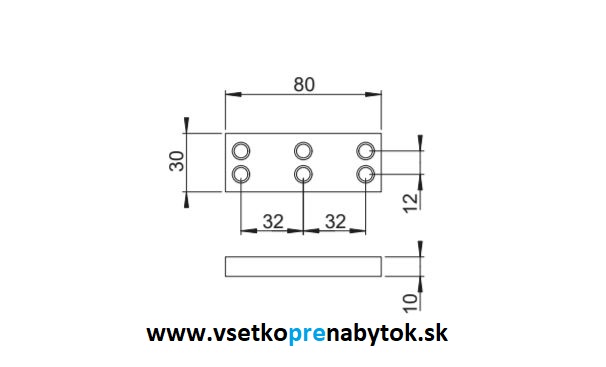 Nožička plastová 80 x 30 mm, H-10 mm