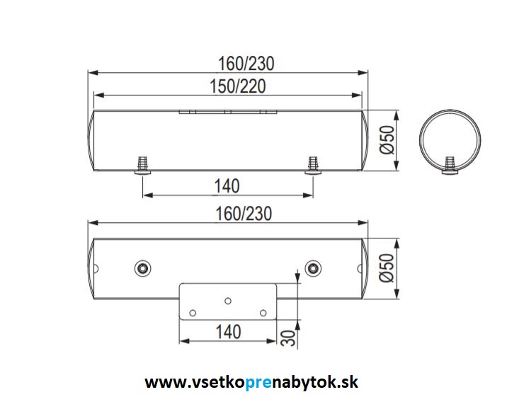 Noha nábytková NN391 ø 50 mm 
