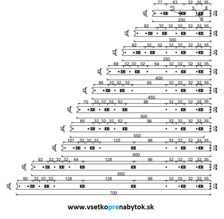 Guličkový celovýsuv PK-001, H-45 mm, bez doťahu