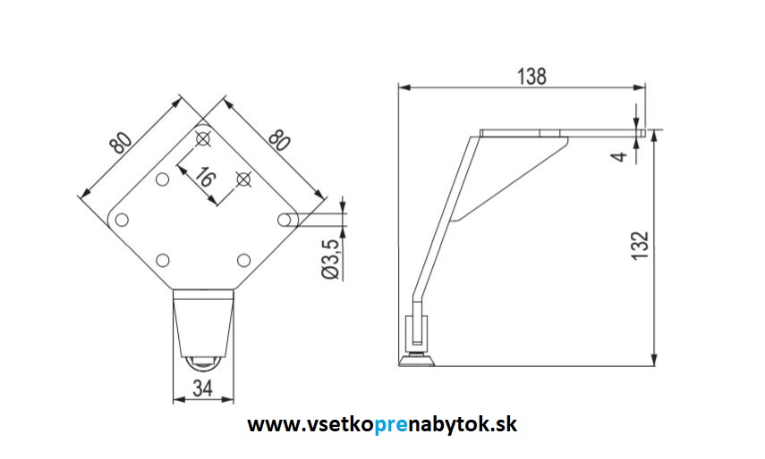  Nábytková noha ETÉRO, N13026