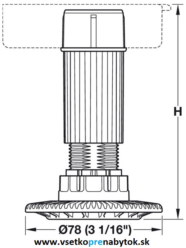 Noha soklová AXILO - spodná časť nastaviteľná, H-125 mm