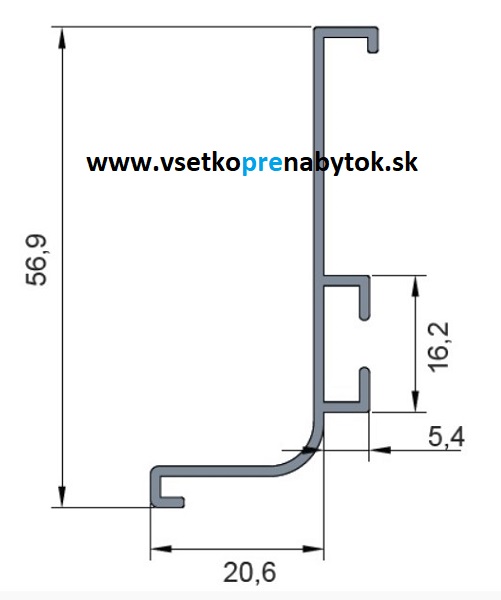   Úchytový profil GOLA "J" - vodorovný
