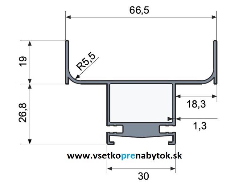 Úchytový profil GOLA stredový - vertikálny