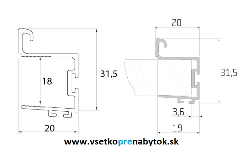 Úchytový profil S08N