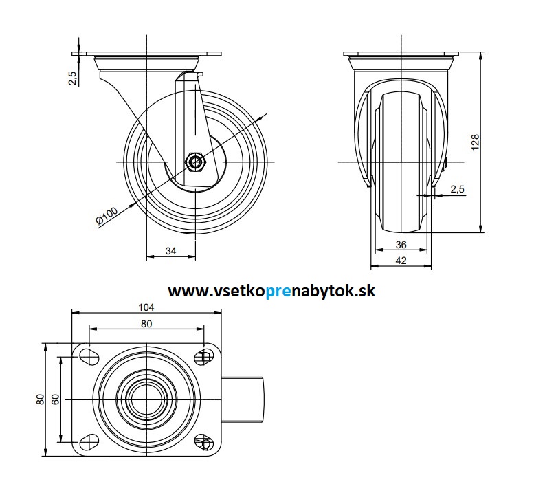  Náb. koliesko fi.100 mm, light duty