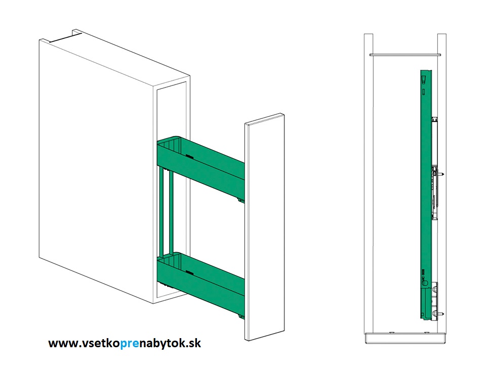   Výsuvný kôš K-Line, 2x polica