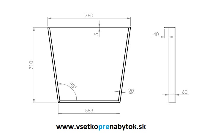  Stolová podnož konvexná, 2 ks