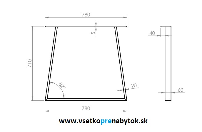  Stolová podnož konkávna, 2 ks