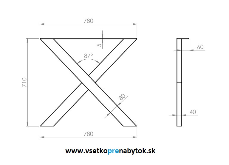 Stolová podnož tvar X, 2 ks