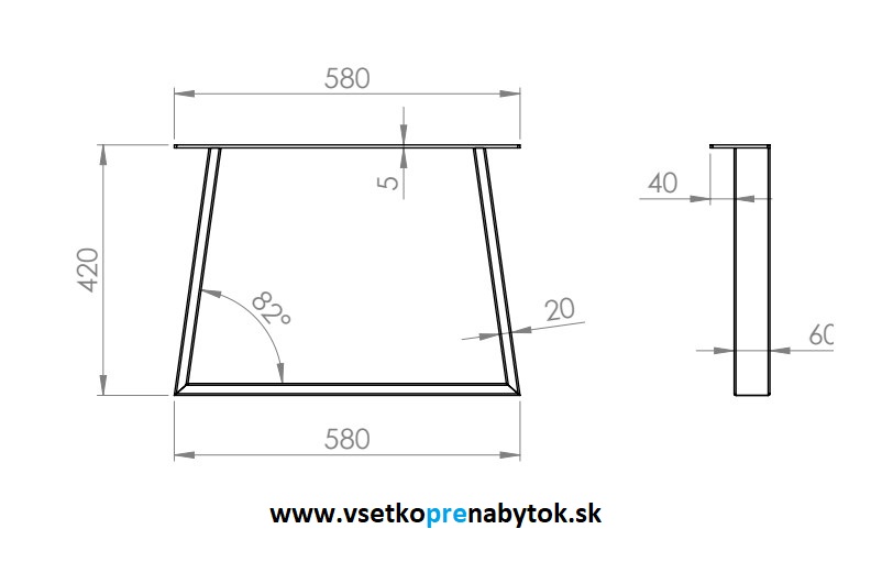  Stolová podnož konkávna, 2 ks, konferenčný stôl