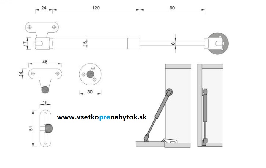 Plynový piest - sklopný ATM