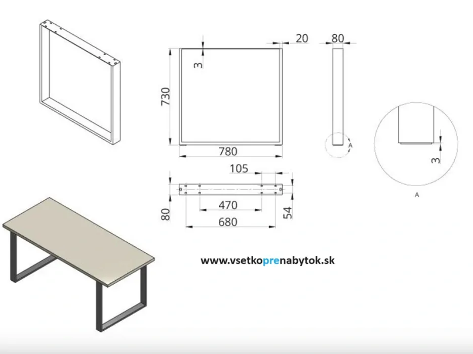   Stolová podnož DN-970A