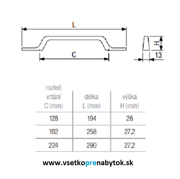 Úchytka MOUNT, 224/288 mm