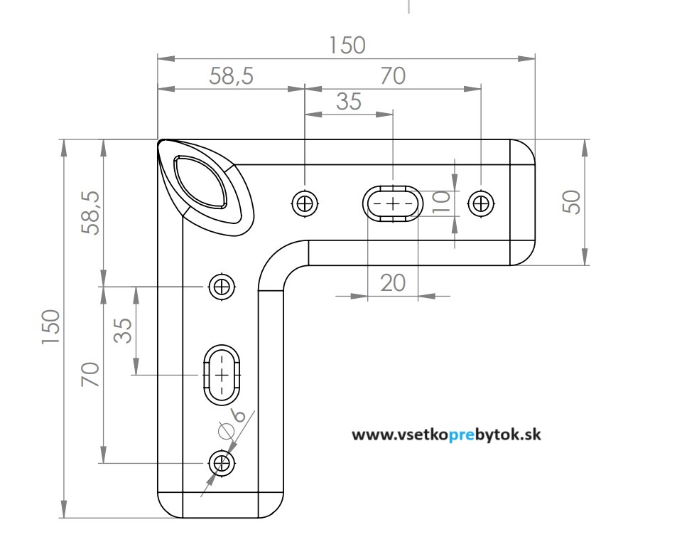 Noha nábytková FS006, H-150 mm